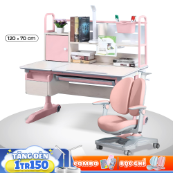 Bộ Bàn Học Thông Minh Chống Gù Chống Cận A12 Fancy Pink