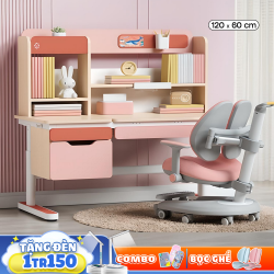 Bộ Bàn Ghế Thông Minh Chống Gù Chống Cận MACARON Pink