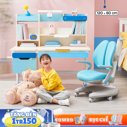 Bộ Bàn Ghế Thông Minh Chống Gù Chống Cận MACARON Blue